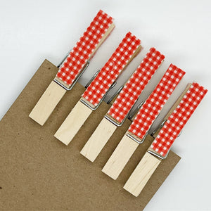 Clothes Pins - Red Gingham - Made To Order