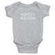 grey baby girl Ivy & Co. onesie with white writing that says auntie aloha